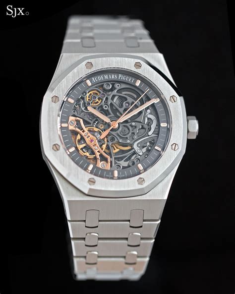 audemars piguet royal oak open worked skeleton.|royal oak skeleton watch price.